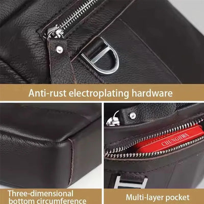 Mens Leather Messenger Bag Retro Shoulder Bags Small Crossbody Bags Purses Casual Sling Pack for Travel Handbag