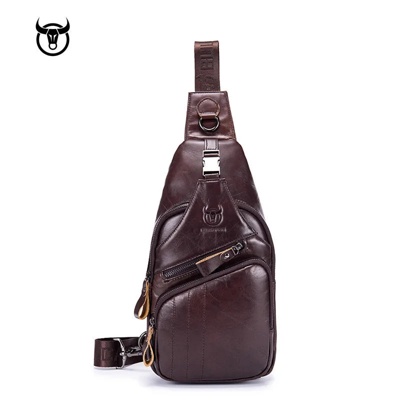 Famous Brand Genuine Leather Men Messenger Bag Casual Crossbody Bag Fashion Men'S Handbag Men Chest Bag Male Shoulder Bag