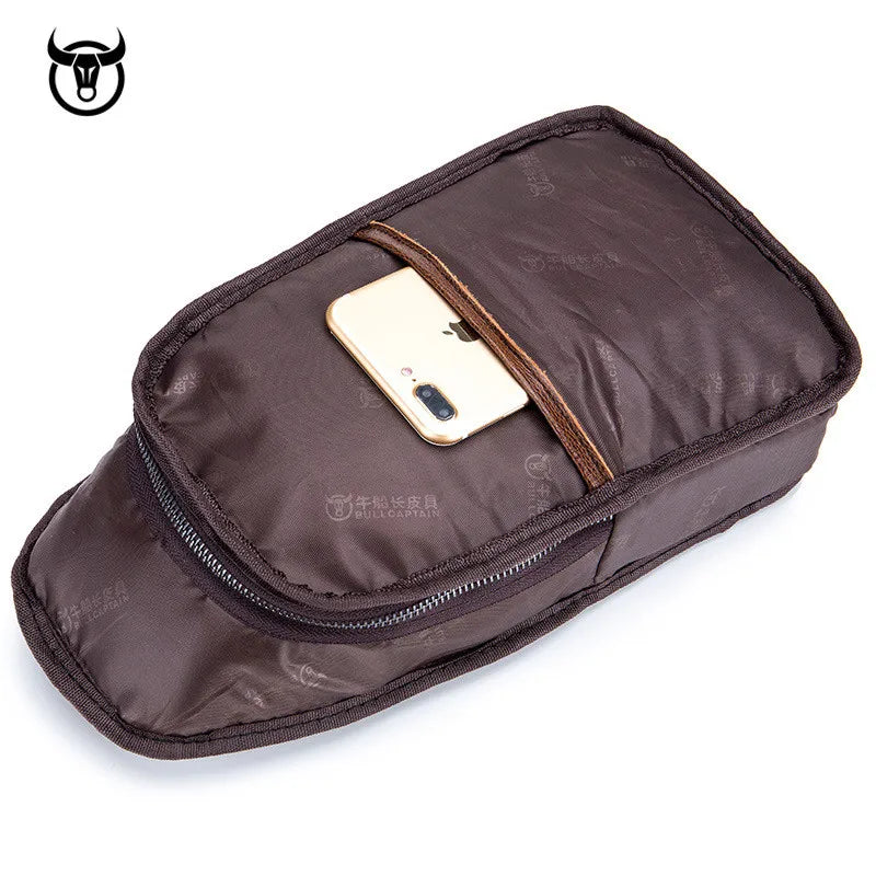 Famous Brand Genuine Leather Men Messenger Bag Casual Crossbody Bag Fashion Men'S Handbag Men Chest Bag Male Shoulder Bag