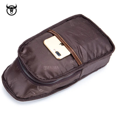 Famous Brand Genuine Leather Men Messenger Bag Casual Crossbody Bag Fashion Men'S Handbag Men Chest Bag Male Shoulder Bag