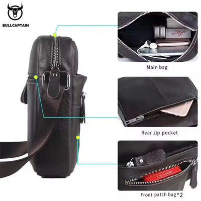 Mens Leather Messenger Bag Retro Shoulder Bags Small Crossbody Bags Purses Casual Sling Pack for Travel Handbag