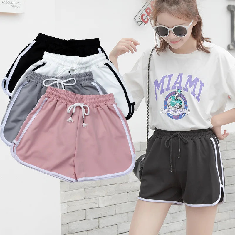 Fashion Summer Casual Shorts Woman Stretch Elastic Waist Booty Shorts Female Black White Loose Beach Sexy Shorts S-XXL