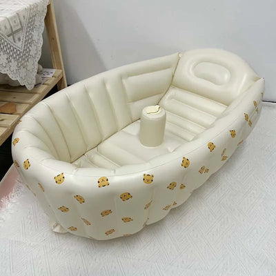 Multifunctional Baby PVC Inflatable Baby Bathtub Chair Cute Bear Foldable Baby Bathtub Infant Bathtub Bathing Stool