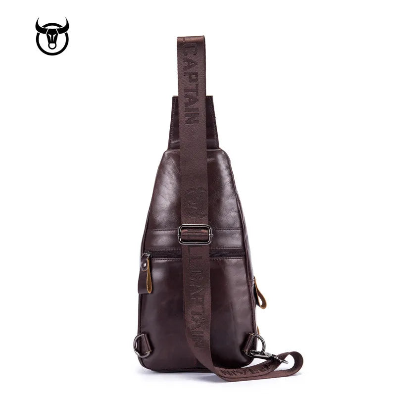 Famous Brand Genuine Leather Men Messenger Bag Casual Crossbody Bag Fashion Men'S Handbag Men Chest Bag Male Shoulder Bag