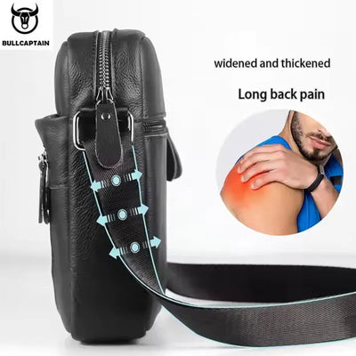 Mens Leather Messenger Bag Retro Shoulder Bags Small Crossbody Bags Purses Casual Sling Pack for Travel Handbag