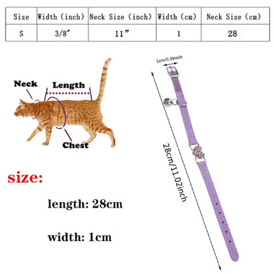 Heart Charm and Bell Cat Collar Safety Elastic Adjustable with Soft Velvet Material 8 Colors Pet Product Small Dog Collar