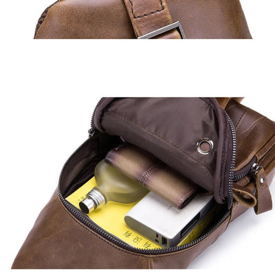 Famous Brand Genuine Leather Men Messenger Bag Casual Crossbody Bag Fashion Men'S Handbag Men Chest Bag Male Shoulder Bag