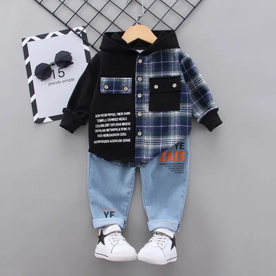 2025 Casual Kids Children'S Clothing Girl Autumn Clothing My Boy Birthday Gift Toddler Boy Children'S Clothes Plaid Shirt + Jean