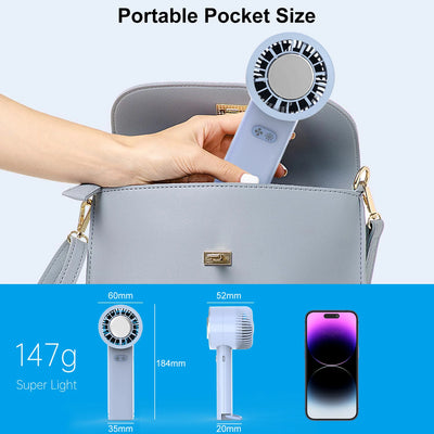 Portable Handheld Fan Mini USB Rechargeable Turbo Fan 3 Wind Speeds Adjustable Fan Small Personal Ice Cooling Electric Fan