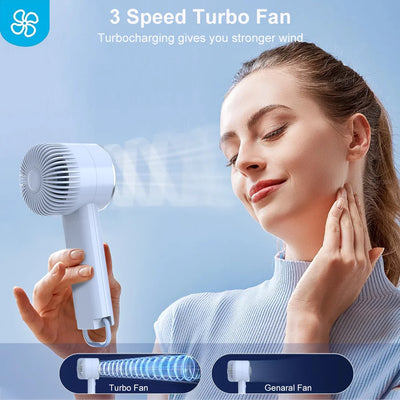Portable Handheld Fan Mini USB Rechargeable Turbo Fan 3 Wind Speeds Adjustable Fan Small Personal Ice Cooling Electric Fan