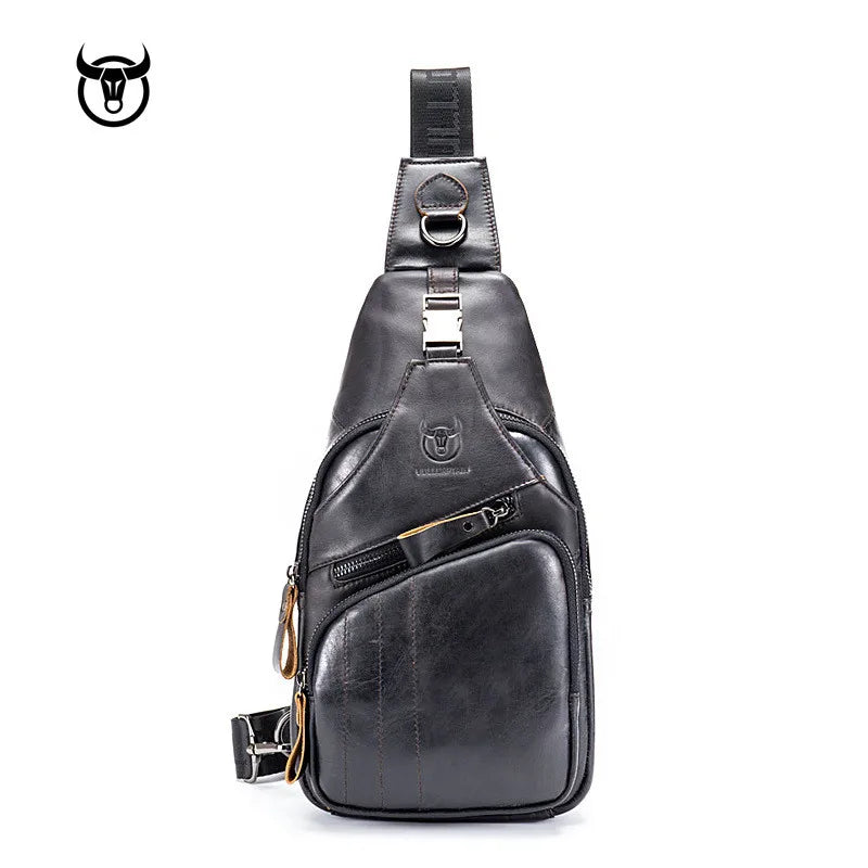 Famous Brand Genuine Leather Men Messenger Bag Casual Crossbody Bag Fashion Men'S Handbag Men Chest Bag Male Shoulder Bag